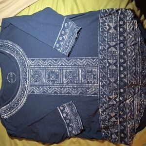 Lucky Brand Blue Patterned Tunic Top